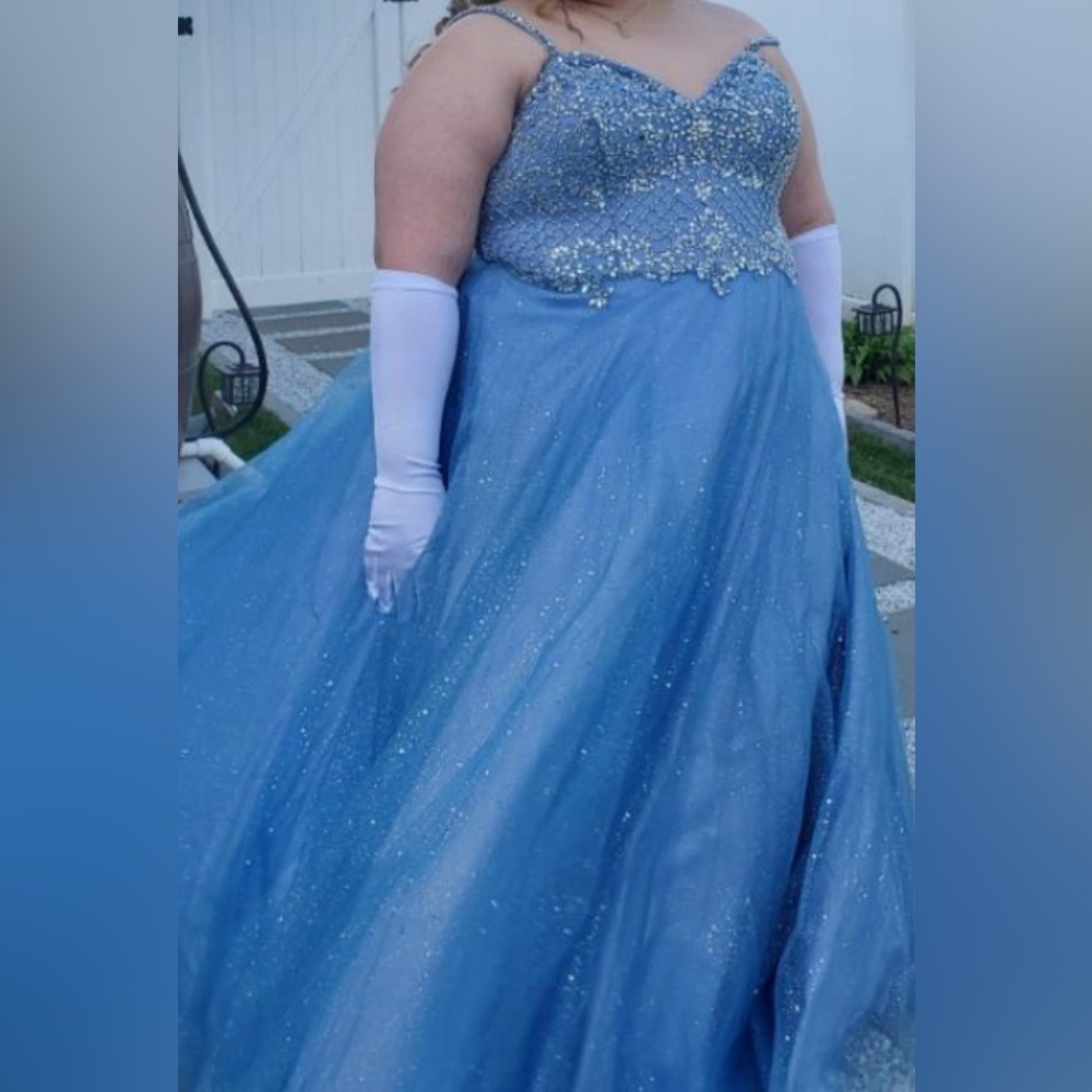 Camille La Vie Plus Size Blue Prom Dress